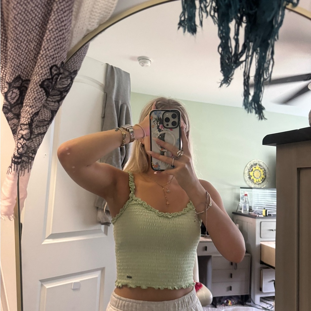 Hollister Light Green Ruffled Camisole